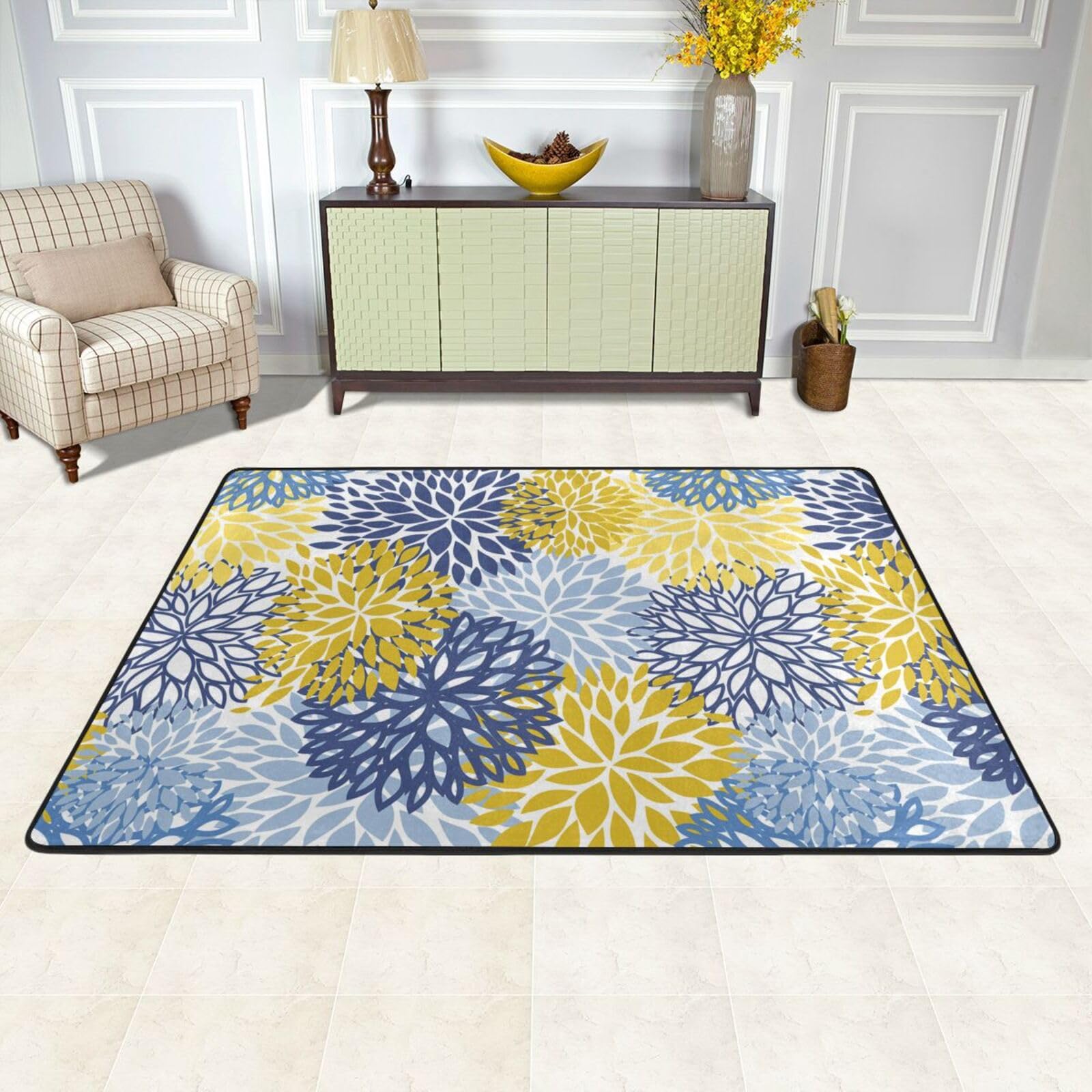 Amazon.com: Jbofyee Blue Yellow And Navy Chrysanthemum Flowers